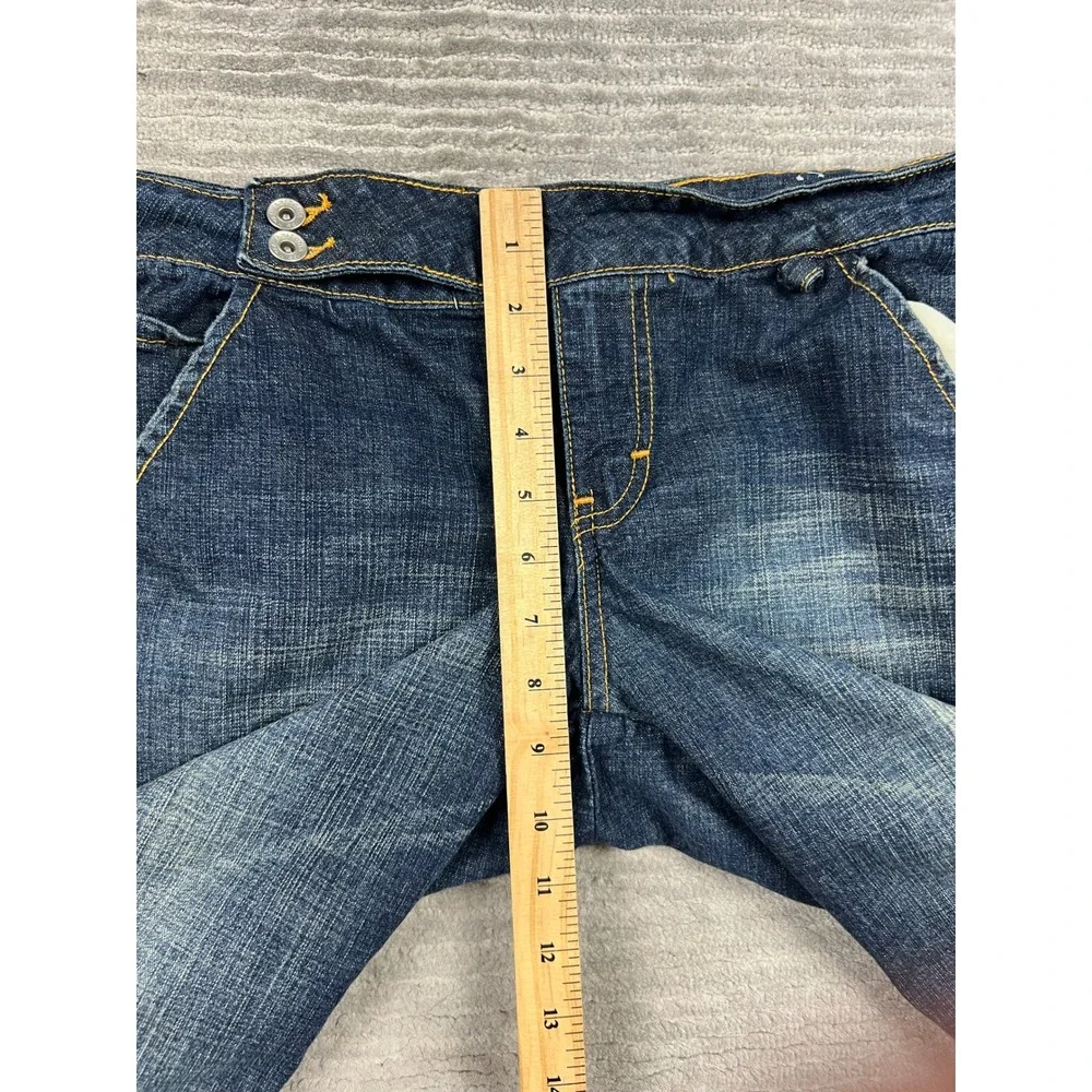 Arizona Jean Co Shorts Women 11 Blue Bermuda Denim Stretch Dark Wash‎ Dbl Button